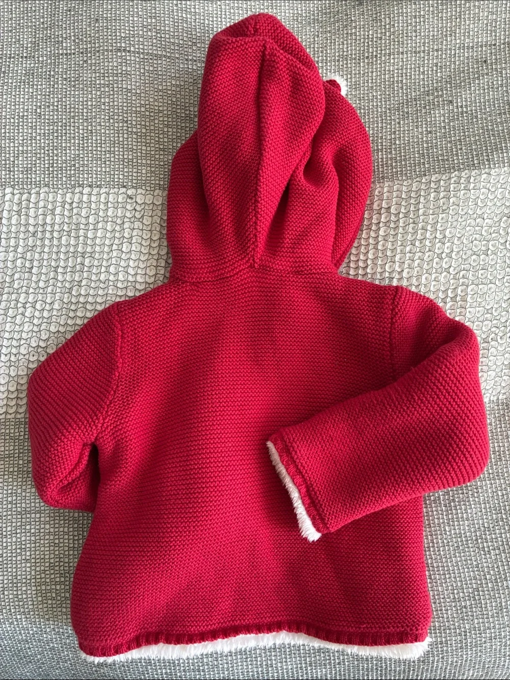 NWT Carter's Red Knit Hooded Sweater with Cream Sherpa Lining